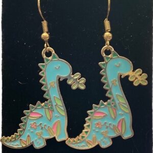 Blue Brontosaurus Dinosaur Earrings
