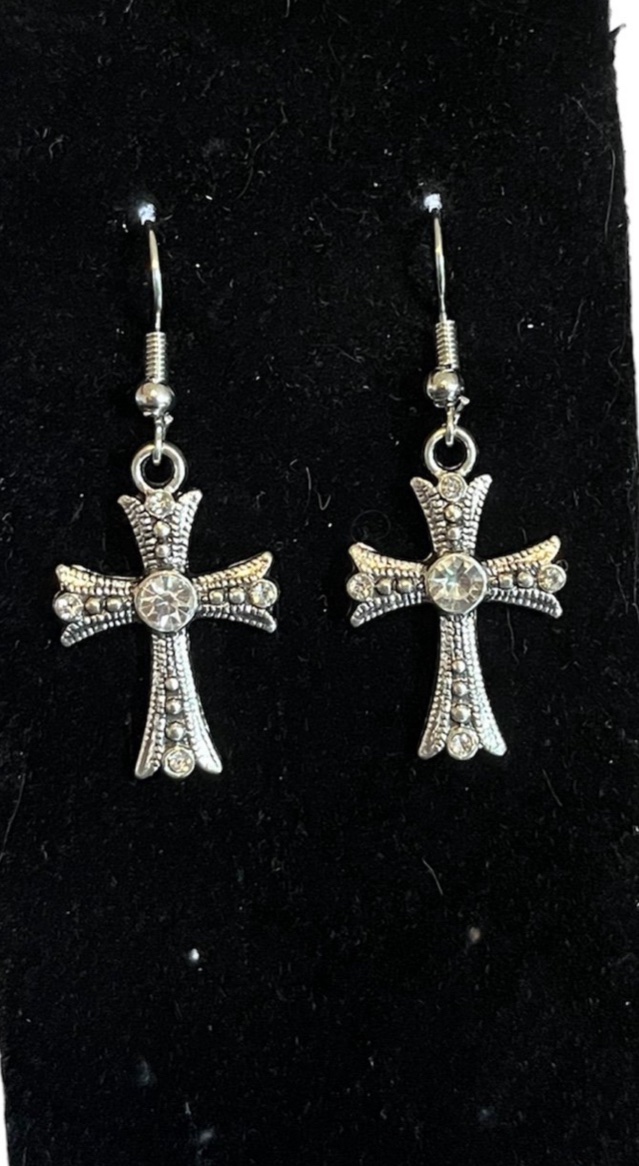 Rhinestone Cross Earrings