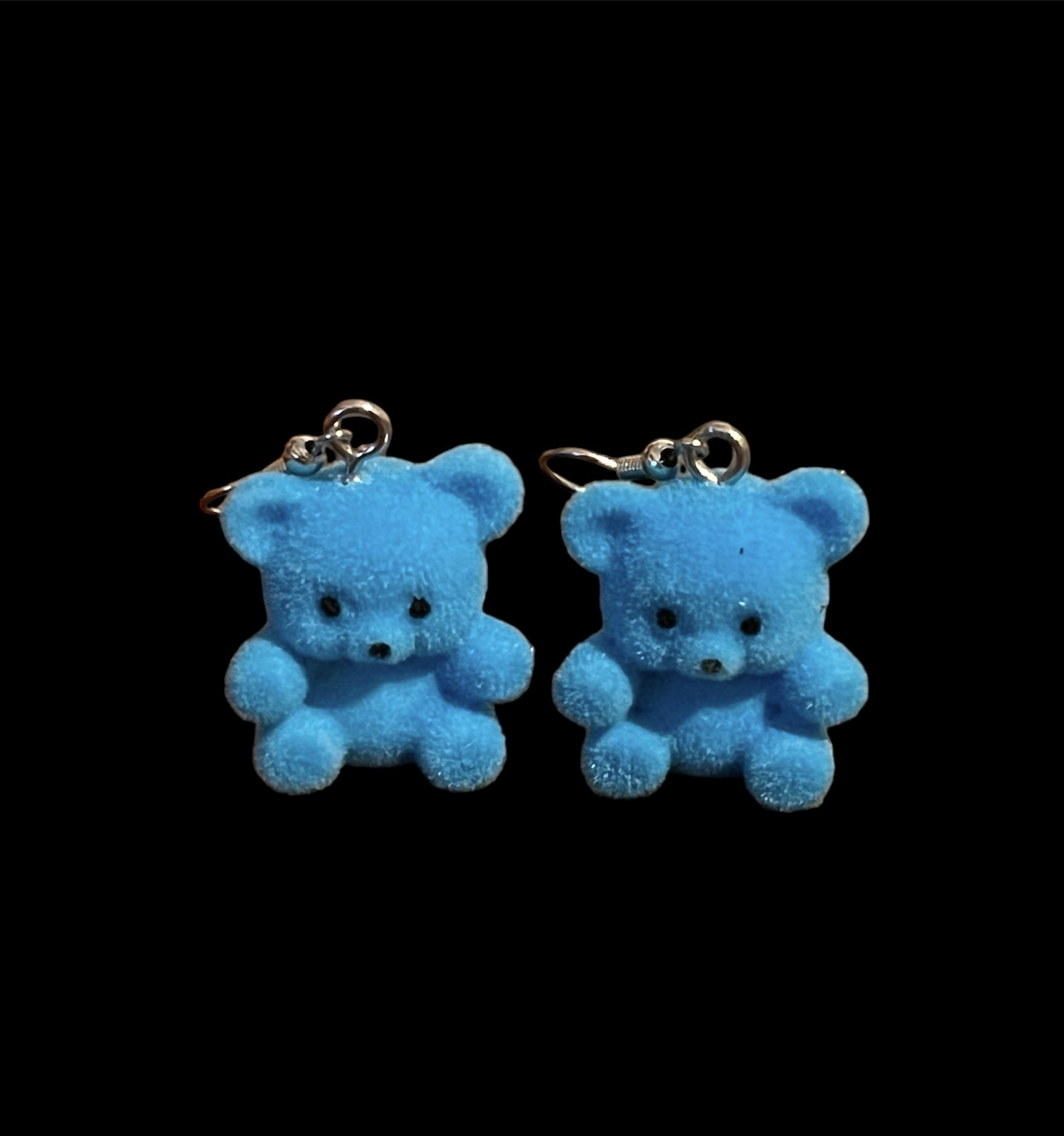 Fuzzy Blue Bear Earrings