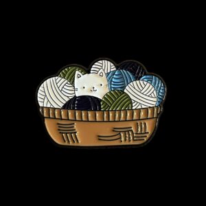 Kitten in Basket of Yarn Pin