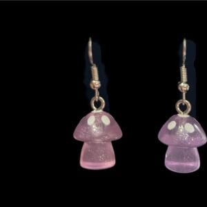 Purple Mushroom Earrings