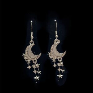 Dangly Moon & Rhinestone Earrings