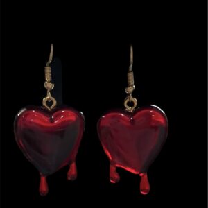 Red Dripping Heart Earring s