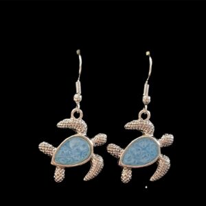 Blue Stone Turtle Earrings