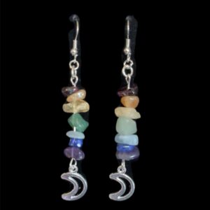 Gemstone Moon Earrings