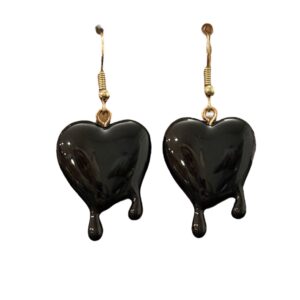 Black Dripping Heart Earrings