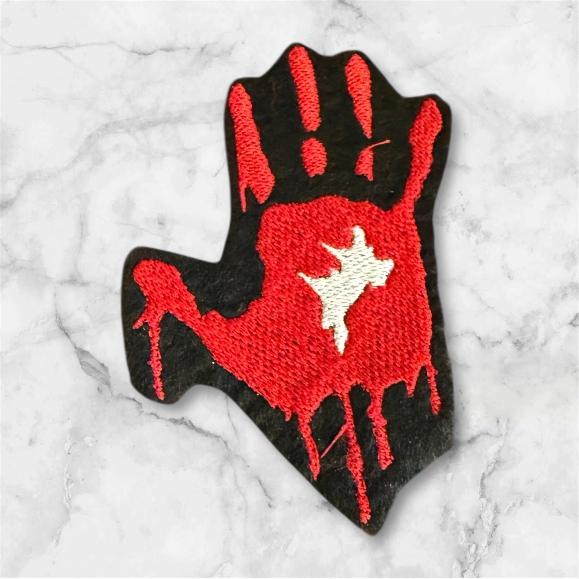 Bloody Handprint Iron On Embroidered Patch