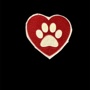 Paw Print Heart Iron On Embroidered Patch