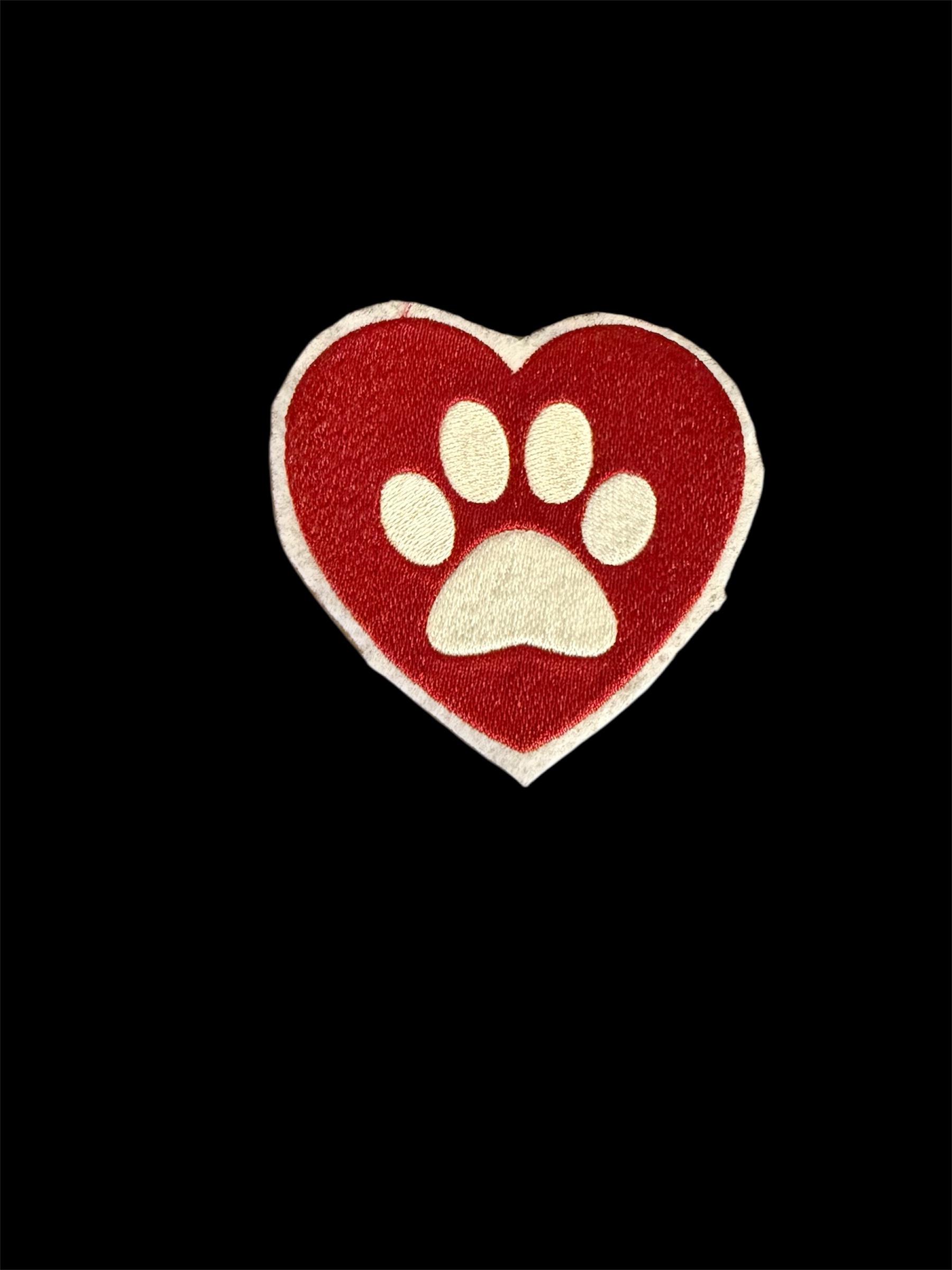 Paw Print Heart Iron On Embroidered Patch