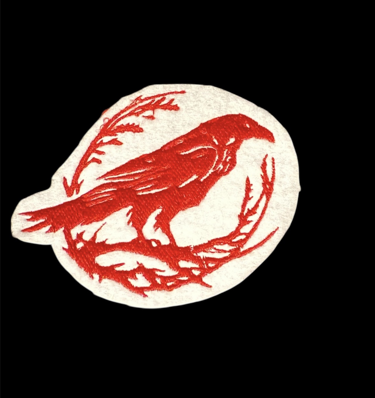 Red Crow Iron On Embroidered Patch