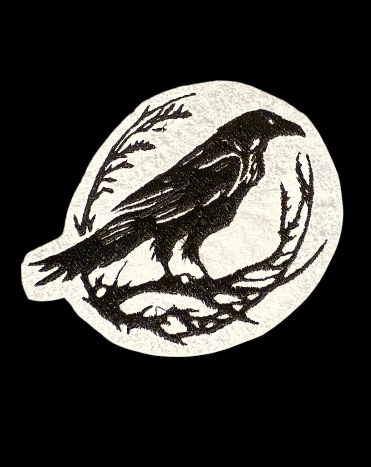 Black Crow Iron On Embroidered Patch